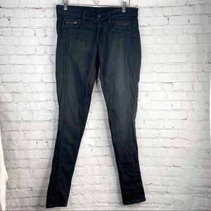 7FAM Black Skinny Pocket Hardware Jeans Women's 29